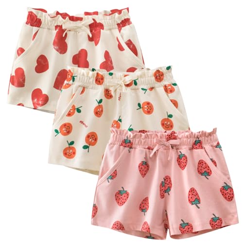 Toddler Girl Summer Knit Shorts with Pocket, 2 Pack Baby Pull-On Soft Active Shorts