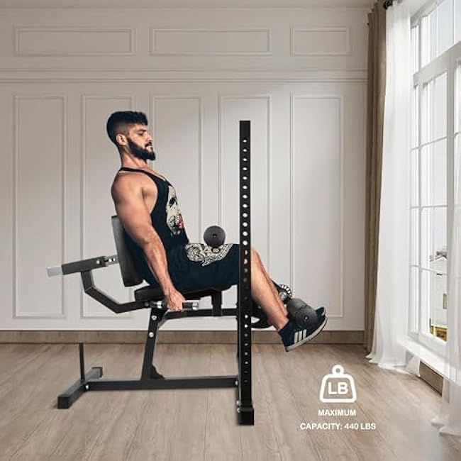 Leg Extension and Curl Machine, Adjustable Plate Loaded Lower Body Special Leg Machine with Squat Rack, Exercise Leg Muscles, Hamstring Curl Machine