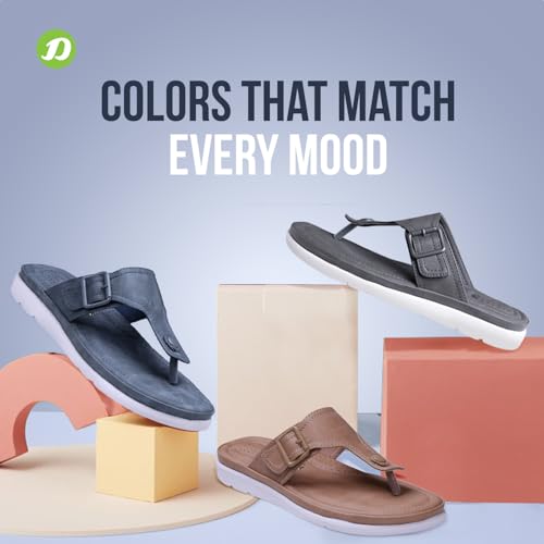 Image of DOCTOR EXTRA SOFT Womens Flat Memory Foam Slippers /Flip-Flops Fashion Stylish Casual Comfortable Diabetic Orthopedic Lightweight Synthetic Slip-On Sandals With Adjustable Buckle For Girls D-630
