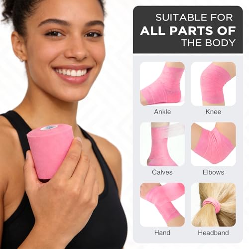 Image of OK TAPE Pre Wrap Tape (6-Rolls, 12 Yds) - Athletic Foam Underwrap for Sports, Protect for Ankles Wrists Hands and Knees, 2.75 Inches - Beige