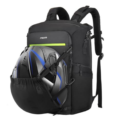 MOSISO Motorcycle Helmet Backpack Bag, Large Capacity Riding Backpack for Motorcycle Riders, Expandable Motorbike Helmet Bag with Back Full Open Laptop Compartment&Hidden Net, Black