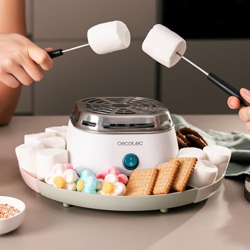 Cecotec Maschine zum Erhitzen von Marshmallows - Marshmallow Maker Fun&Sugar Marshmallow. 270 W Leistung, 2 Metallgabeln, 4 abnehmbare Fächer, einfach zu bedienen und zu transportieren