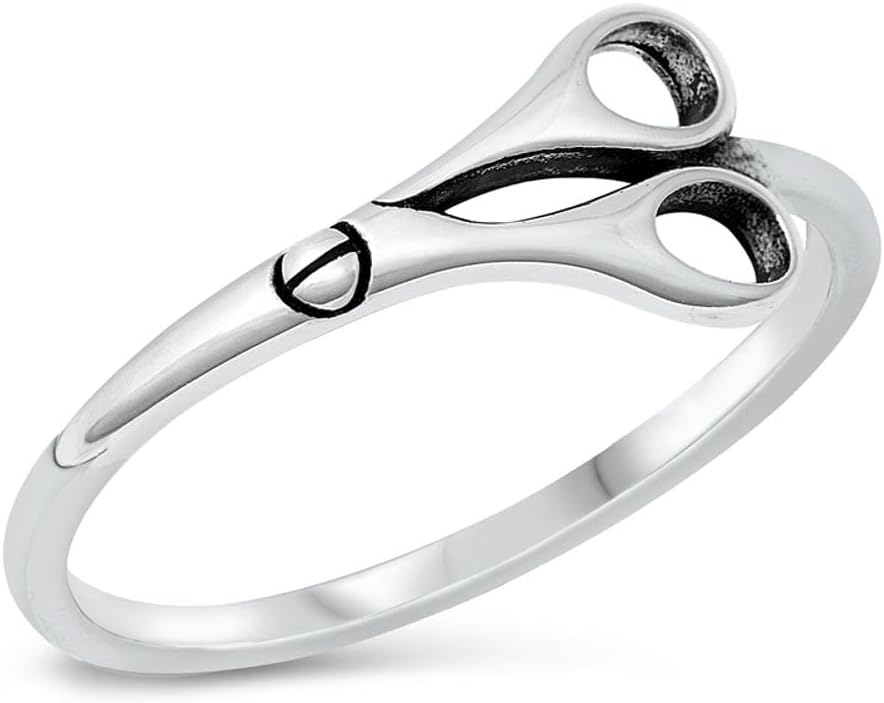 Scissors Cutting Ties Separation Ring New .925 Sterling Silver Band Sizes 4-10