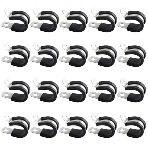 20 Stück Rohrschellen aus Edelstahl,R Form Schlauchschelle,Gummi Gefüttert Kabelschellen P-Klammernâ€¦ – Miniatur
