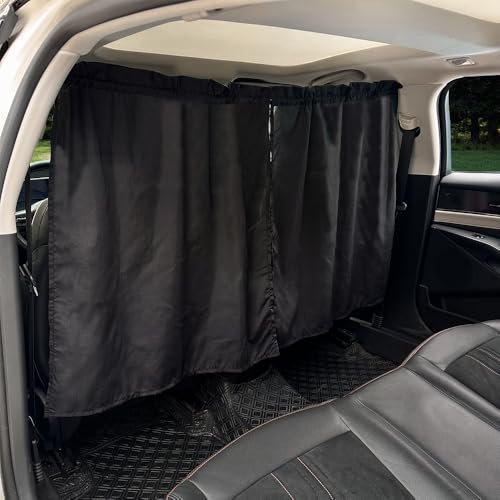 QZCP Partition Curtains in The car Black Privacy Protection Anti-Peeping (Black-1pcs Divider Curtain)