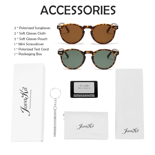 Image of JOVAKIT Vintage Kids Polarized Sunglasses for Girls Boys Age 2-9, Round Sun Glasses for Children UV400 Protection
