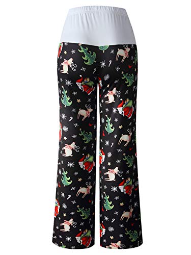 Image of iChunhua Women's Comfy Stretch Floral Print Drawstring Palazzo Wide Leg Lounge Pant