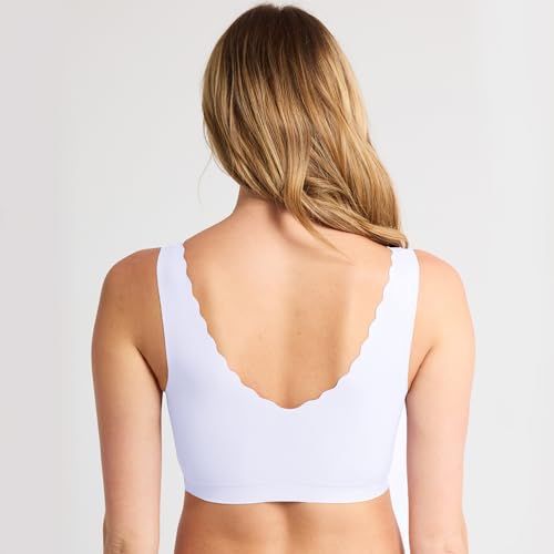 Image of Floatley Cozy Scalloped Bra Comfort Wirefree Full Coverage Seamless Bra with Embedded Pad for Women