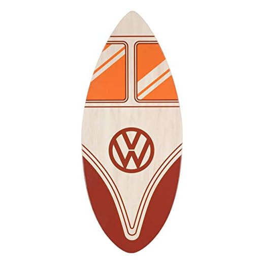 VW Collection - Volkswagen Combi Bus T1 Camper Van Skimboard en Bois 41“ (Front en Rouge Écrue)