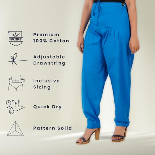 Image of Happy Bunny Salwar Pant - Modern Style Pure Cotton for Women - Ethnic Semi Patiala Trouser - Office,Home - All Day Comfort Wear with Drawstring