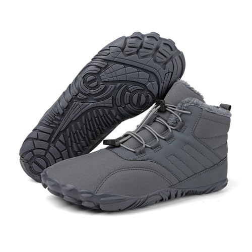 Image of Men's Women's Winter Barefoot Hiking Boots, Slip On Warm Zero Drop Snow Boots, Wide Toe Box Booties, Waterproof Shoes Sneakers Hike Shoes for Hiking Walking Outdoor Unisex