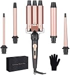 Curling Iron Hair Curler 5 In 1 Curling Wand Set Hair Crimper Beach Waves Hair Waver for Women 3 Barrel Triple Tool for Wavy Wands with 3/4 inch to 1 1/2 inch Attachments Hair Styling Tools