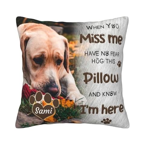 Funnylife Personalized Pet Memorial Throw Pillow with Photo, Dog Memrial Gifts for Loss of Dog, Pet Memories Gifts for Dogs Dog Memorial Pillow Pet Loss Sympathy Gift Dog Bereavement Gifts Cover