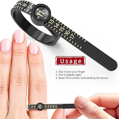 2 Pcs Ring Sizer Measuring Tool, Reusable Finger Size Ruler with Magnifying Glass, 1-17 US Ring Measurer and Ring Sizer | Black for Men, White for Womem