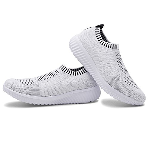 TIOSEBON Women's Athletic Walking Shoes Casual Mesh-Comfortable Work Sneakers 8.5 US White