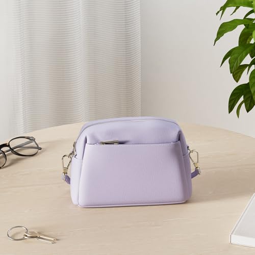 FashionPuzzle Triple Zip Small Crossbody Bag (Lavender)