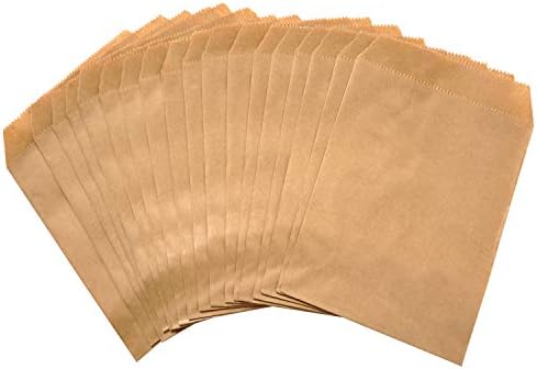 EONJOE 100-pack Kraft Paper treat Bags Flat favor bag for Sandwich Snacks Cookie Popcorn Party Small Gift bag (Brown, 3''x5'')