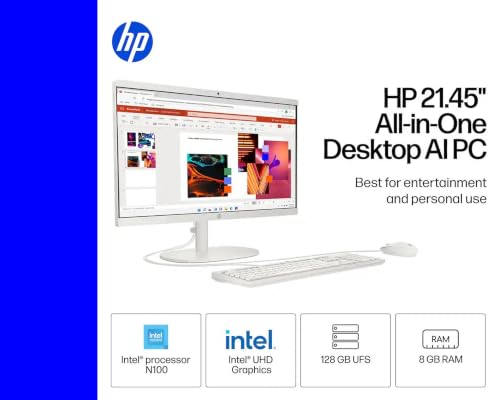 Image of Customized HP 21.5 inch All-in-One FHD Desktop, 8GB, 128GB, Intel 4-Core CPU