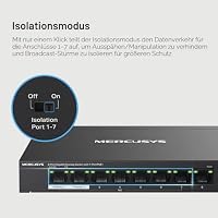 Mercusys MS108GP PoE Switch 8-Port Gigabit LAN Switch mit 7 PoE+ Ports, bis zu 30 W pro PoE-Port und 65 W für alle PoE-Ports, 802.3af/at PoE, lüfterlos, Plug-and-Play, Robustes Metallgehäuse – Ansicht 7