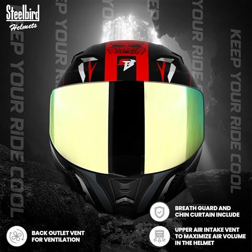 Image of Steelbird SBA-20 Strange ISI Certified Flip-Up Graphic Helmet for Men with Inner Silver Sunshield