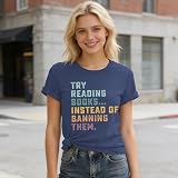 Read Shirt Women - Book Lovers Tee Tops Reading Quote Short Sleeve for Librarian Teacher Tee