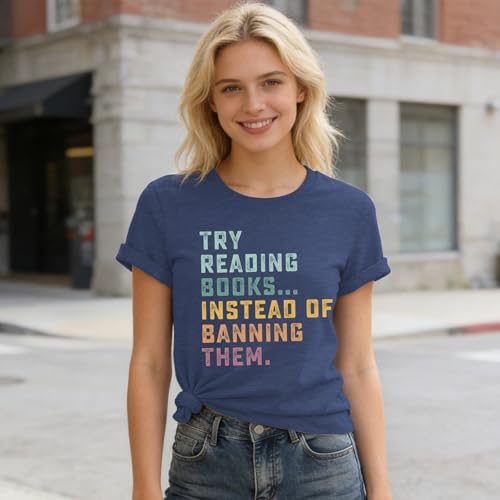 Read Shirt Women - Book Lovers Tee Tops Reading Quote Short Sleeve for Librarian Teacher Tee
