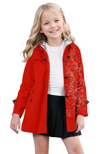Image of SANGTREE Girl's Waterproof Trench Coat Hooded Lightweight Windbreaker Rain Jackets