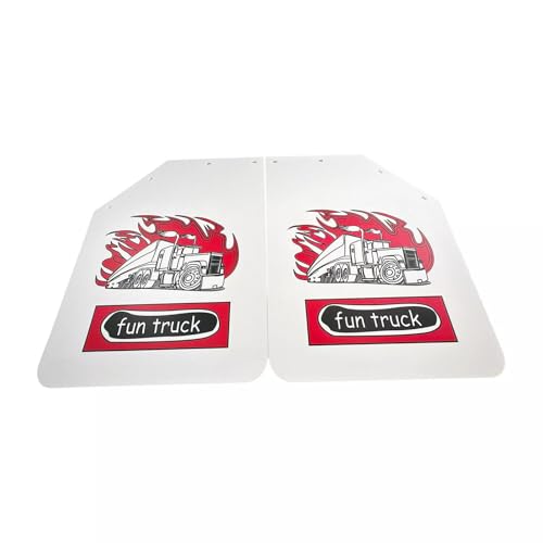 Image of 2PCS Angled Mud Flaps 24 inch x 30 inch Semi Truck Splash Guard 1 /5 inch Thick Polymer with Fun Truck Pattern