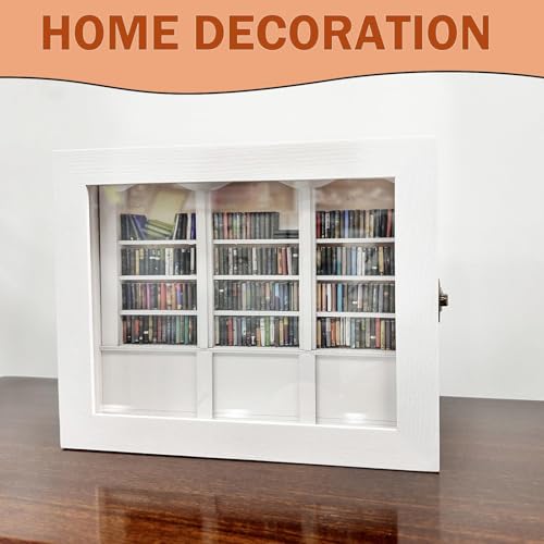 Pgtc Bücherregal für Ängste,Miniatur Puppenhaus Bücherregal Möbel,Hölzernes Puppenhaus-Bücherregal für Bücherliebhaber,Kreative Anti-Angst-Bücherregal-Ornamente als stressabbauendes Geschenk (Weiß)