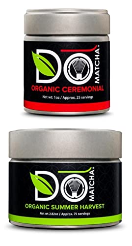 Domatcha Organic Ceremonial 1Oz And Organic Summer Harvest 2.82Oz - Authentic Japanese Green Tea Matcha Powder #TOP6