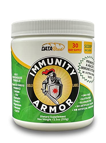 Immunity Armor Gold- Powdered 9 in 1 Advanced Immunity Booster W/ 5000 IU's Vitamin D+K2, Zinc, Vitamin C, Selenium, Quercetin, Calcium, CoQ10, Magnesium - Highest Bio-Availability.