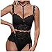 Kwatieh Giarrettiera Sexy Petto Bow Thong Biancheria intima Cuculo V Cuscino Reggiseno Set Lingerie Donna Pizzo Cassetti Lingerie, Le Noir, XXXL