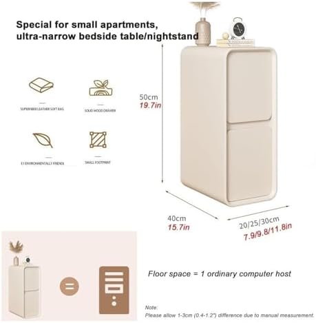 Modern Wood Nightstand with 2 Drawers - Space-Saving Bedside Table for Bedroom, Living Room, or Any Space - Stylish Narrow End Table for Small Rooms