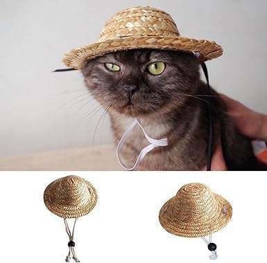 Summer Adjustable Pet Dog Outdoor Straw Hat Novelty Puppy Small Kitty Cat Sunhats Dog Hat Apparel and Accessories - Image 2