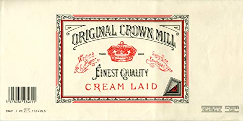 Original Crown Mill 'Classic Line' Briefumschläge DIN Lang Büttenpapier mit feiner Rippenstruktur - Cremefarben(25 Stück) Cover