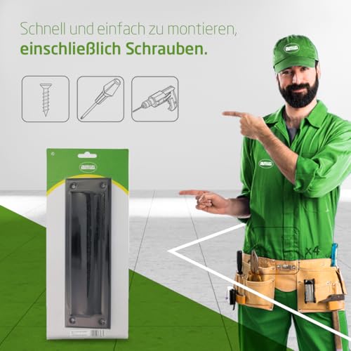 Amig - Briefschlitz für Briefkasten | Für Innen- und Außenwände oder -Türen | Briefeinwurf aus Stahl | Größe 254x73 cm | Schlitzmaße: 198x48 mm| Schwarz Farbe