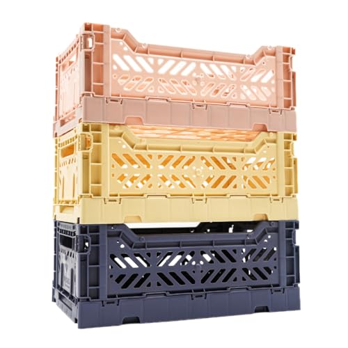 Boîte de rangement pliable, bac de rangement pliable avec poignée, caisses empilables pour l'organisation de la maison