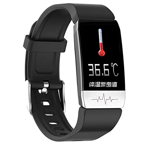 Preisvergleich Produktbild Andifany T1 Smartwatch-Armband mit Temperatur, Immun-Messung, EKG, Herzfrequenz, Blutdruckmessgerät, Wettervorhersage, Trinkerinnerung, Schwarz