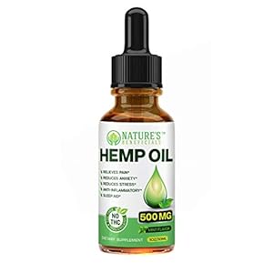 NATURE’S BENEFICIALS Organic Hemp Oil Extract Drops, 500mg – Omega Fatty Acids 3 6 9, Non-GMO Ultra-Pure & CO2 Extract Drops