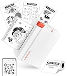 ORGBRO Sticker Printer, X3 Mini Bluetooth Thermal Portable Sticker Maker Supports 2-3 Inch Width, with 1 Roll Thermal Paper, Suitable for Study Notes, Photos, 300DPI Compatible with Phone, White