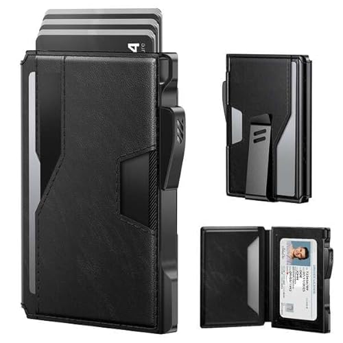 typecase AirTag Wallet for Men: Compatible with Apple AirTag (1st & 2nd Generation), RFID Blocking, Genuine Leather, Slim & Minimalist Design,13 Cards Capacitiy | ID Window | Money Clip (Bla