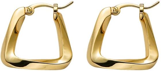 Gold Hoop Earrings Small Hoop Earrings 14K Gold Plated 925 Sterling Silver Triangle Huggie Earrings Lightweight Hoops Hypoallergenic