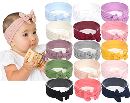 Image of DANMY Baby Girl Nylon Headbands Newborn Infant Toddler Hairbands Knotted Children Soft Headwrap Hair Accessories