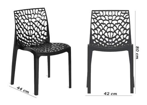 Image of activa Web Designer Plastic Chair for Home, Office and Restaurant and Cafe|Armless Chair for Dining Room| Heavy Duty Outdoor Plastic Chair | Designer Balcony Chair (Black, Set of 2)