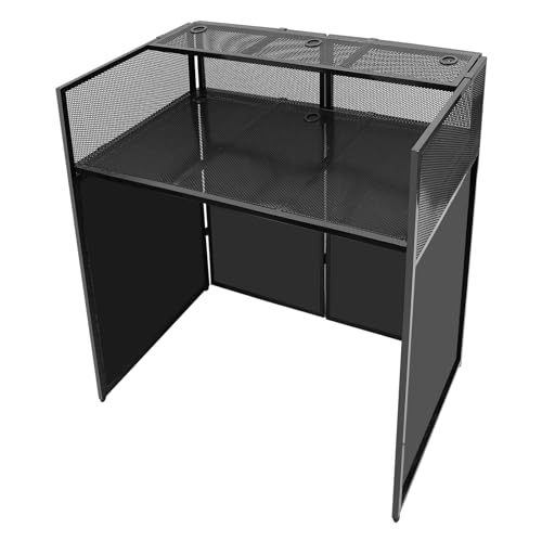 Portable DJ Facade Booth Metal DJ Stand with Universal Casters DJ Display Rack with Storage Bag Studio Rack Equipment for Bars Music Festivals Studios Theatres KTVs, Support to 55.12lbs, 47.6*47*24in