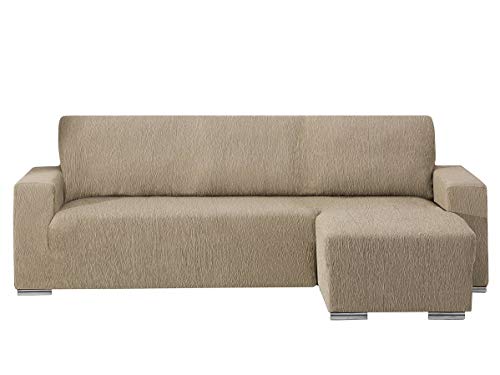 Belmarti - Funda Chaise Longue TEIDE - Elástica Jacquard - Brazo Corto Izquierda - Color Lino C18 Cover