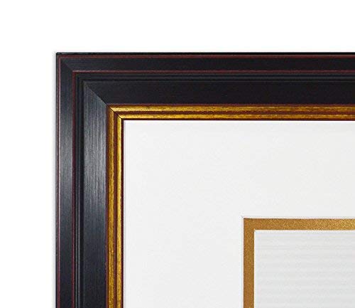 Golden State Art, 11X14 Wall Hang Frame For 7X9 Photos, Black Gold & Burgundy For Diploma/Certificate, Includes Double Mat And Real Glass (White Over Gold Double Mat, 1 Pack) #TOP2