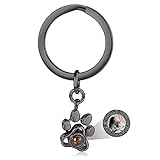 Jewenova Photo Dog Projection Black Keychain Personalized Custom Keychains with Picture Photo Projection Pendant Gifts for Men Women