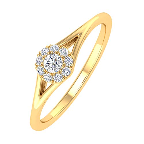 0.09 Carat Prong Set Diamond Engagement Ring in 10K Solid Gold - IGI Certified