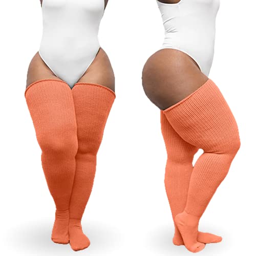 Image of Thunda Thighs Plus Size Thigh High Socks, Over the Knee High Boot Stockings Leg Warmers, Extra Long & Thick Socks